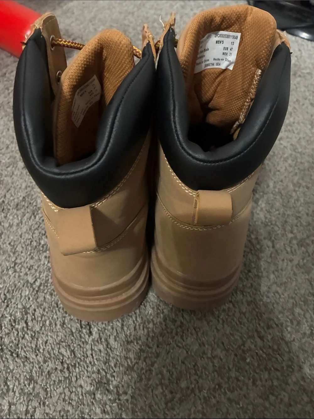 Ozark Trail Tan Lace-Up Work Boots with Black Collar